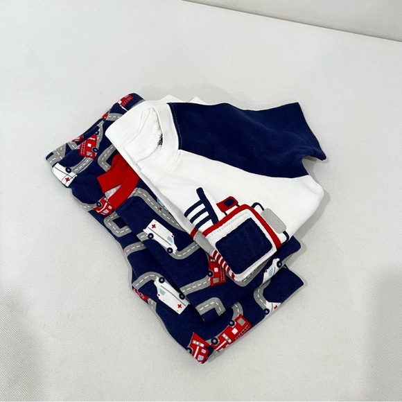 Carter's 3 Pcs Pajama Set Kids Size 5 Years Boys Firefighter Medical Print Blue - Picture 2 of 6